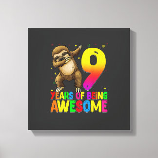 Toile Sloth Fêtant Son 9ème Anniversaire En Dabant T-Shi