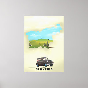 Toile Slovénie Carte illustrée affiche de voyage