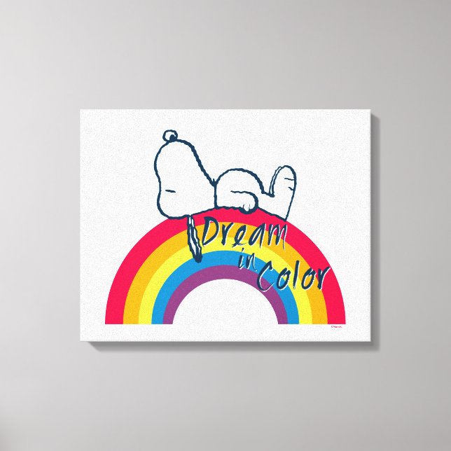 Toile Snoopy | Rêver en couleur arc-en-ciel (Recto)
