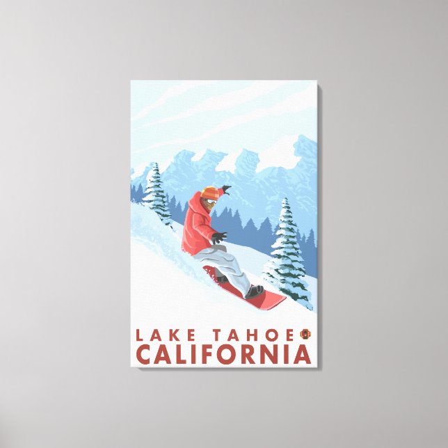 Toile Snowboarder Scene - Lac Tahoe, Californie (Recto)