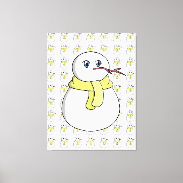 Toile Snowman portant une écharpe jaune (Recto)