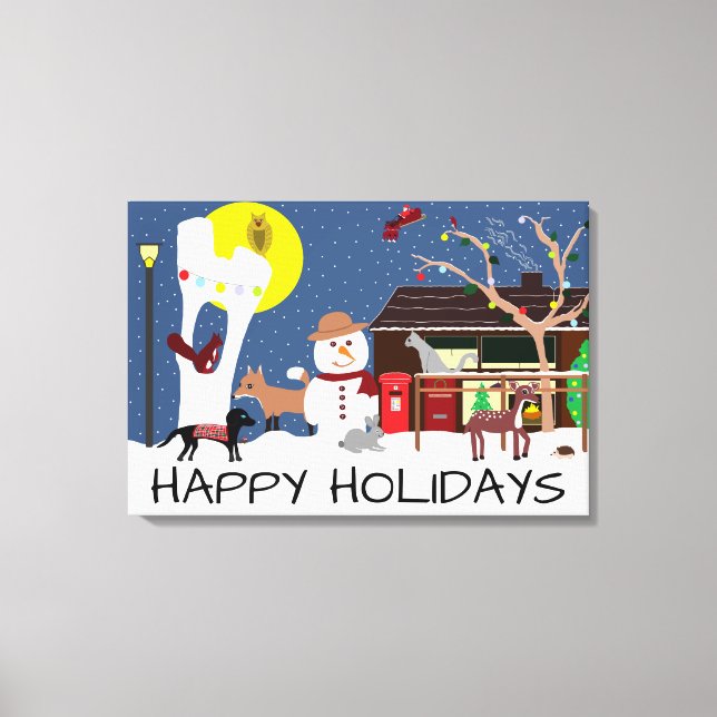 Toile Snowman's Party Happy Holidays Canvas Imprimer (Recto)