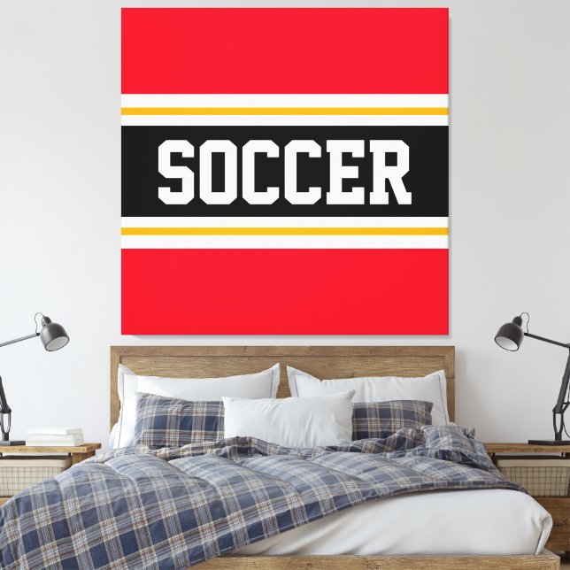 Toile SOCCER Bold Bright Red Black White Yellow Strips (Insitu(Chambre))