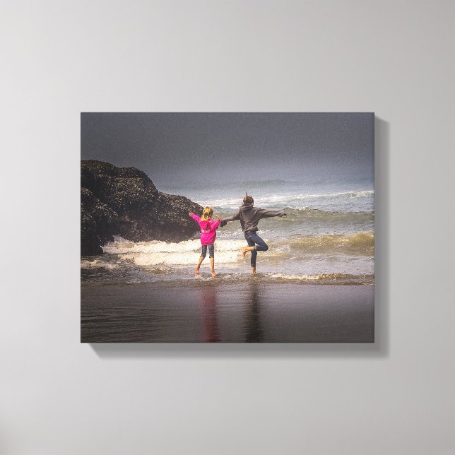 Toile Soeurs sur une matinée de Foggy à la plage (Recto)