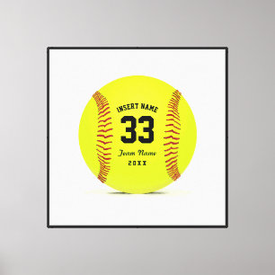 Toile Softball personnalisable Jaune Rouge et Noir Sport