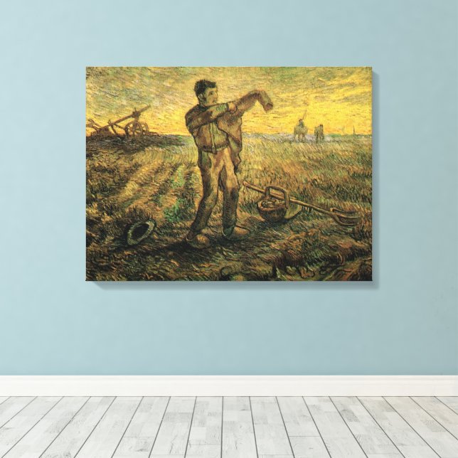 Toile Soir - Fin de journée de Vincent van Gogh (Insitu (Plancher de Bois))