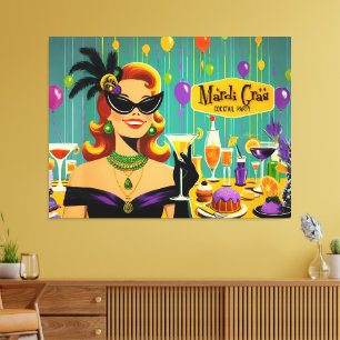 Toile Soirée Cocktail Rétro 50's Mardi Gras Martini