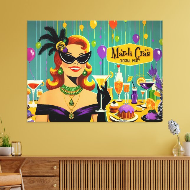 Toile Soirée Cocktail Rétro 50's Mardi Gras Martini (Insitu(Salon))