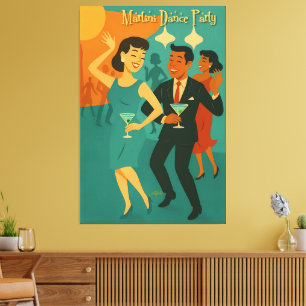 Toile Soirée Dansante Martini du Milieu de Siècle