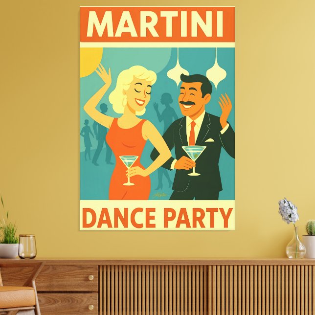 Toile Soirée Dansante Martini du Milieu du Siècle (Insitu(Salon))