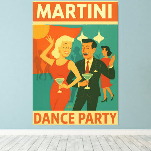Toile Soirée Dansante Martini du Milieu du Siècle
