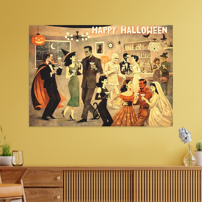 Toile Soirée Martini Halloween Rétro Milieu de Siècle 40 (Insitu(Salon))