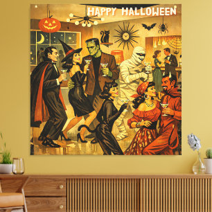 Toile Soirée Martini Halloween Rétro Milieu de Siècle 50