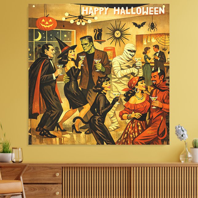 Toile Soirée Martini Halloween Rétro Milieu de Siècle 50 (Insitu(Salon))