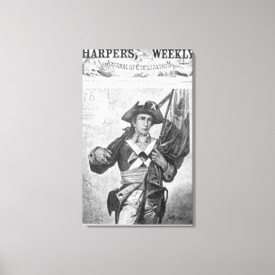 Toile Soldat continental tenant un drapeau à museau