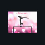Toile Solde de gymnastique Coeurs rose poutre<br><div class="desc">Gymnastique Balance Beam rose flottant design de coeur avec nom de gymnaste personnalisée dans une élégante police de script rose profond!</div>