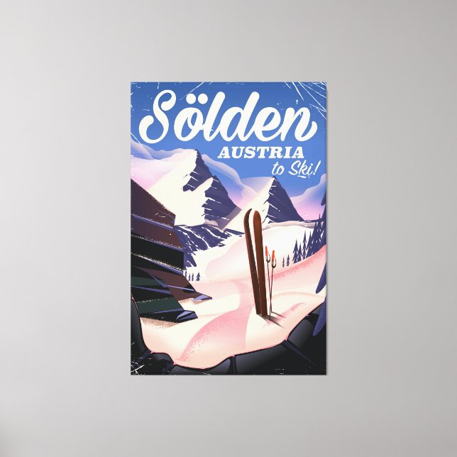 Toile Sölden Autriche poster ski vintage (Recto)