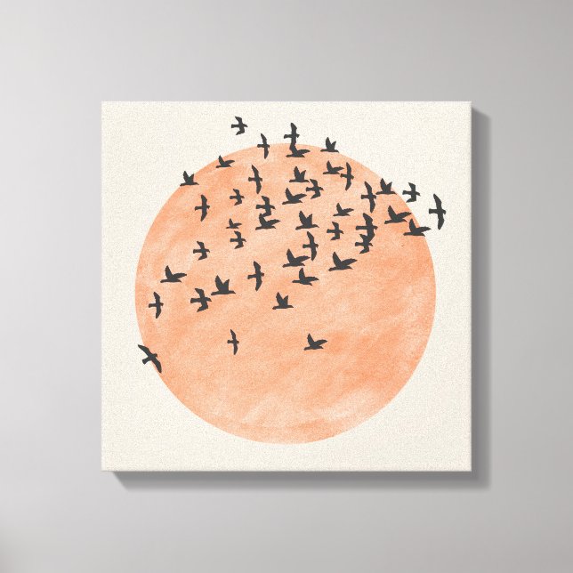 Toile Soleil avec troupeau d'oiseaux (Recto)