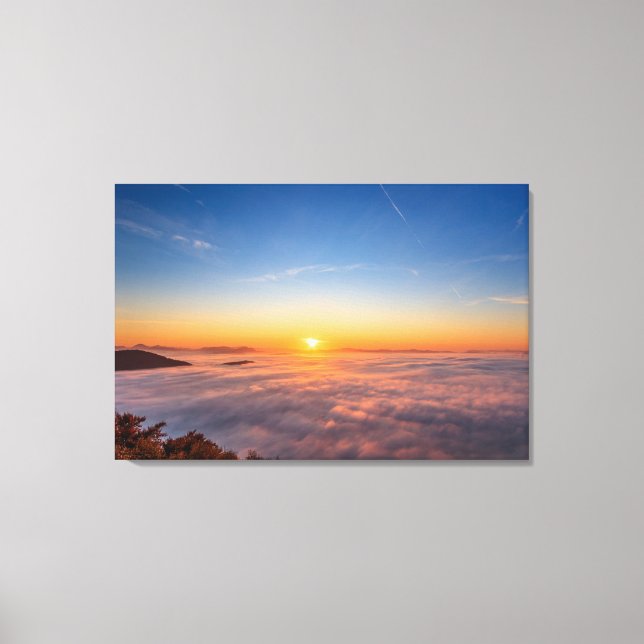 Toile Soleil culminant au-dessus des nuages le matin (Recto)