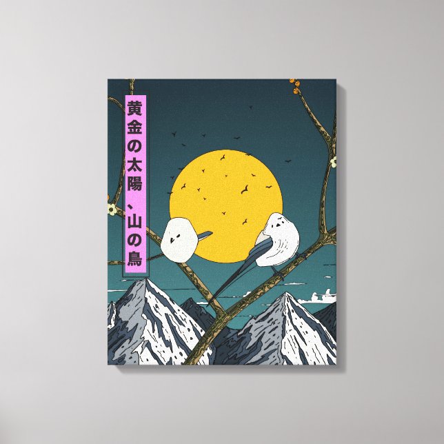 Toile Soleil doré, oiseaux de montagne (Recto)