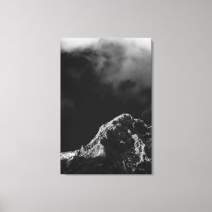 Toile Soleil noir et blanc illuminé montagne