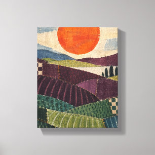 Toile Soleil patchwork sur champs de pruniers - Abstract
