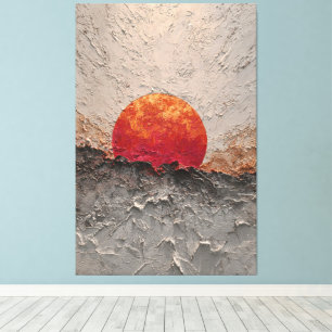 Toile Soleil Rouge Ardente Sur l'Horizon Sombre Art Mura