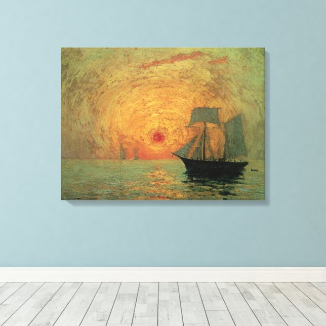 Toile Soleil rouge par Maxime Maufra, Impressionnisme vi (Insitu (Plancher de Bois))
