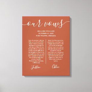 Toile Son Et Son Mariage Vows Terracotta Script