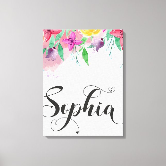 Toile Sophia nom signe Sophia floral Calligraphie Baby (Recto)