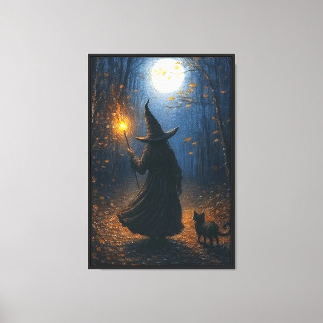 Toile Sorcière marche dans la forêt (Recto)
