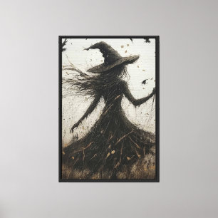 Toile Sorcière mystique au vent - Mur gothique Art