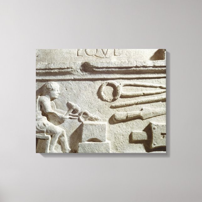 Toile Soulagement représentant un atelier de forgeron et (Recto)