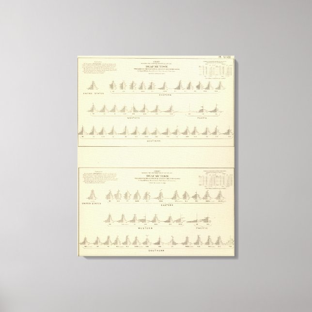Toile Sourds et mutistes, statistique US Lithographe (Recto)