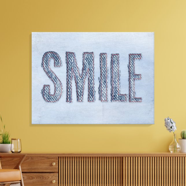 Toile sourire en jean bleu (Insitu(Salon))