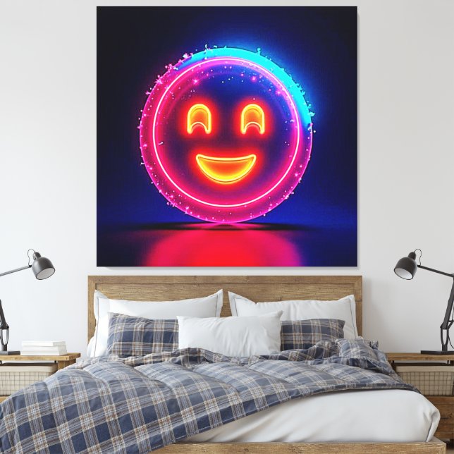 Toile Sourire Néon : Conception de Lueur Heureuse Brilla (Insitu(Chambre))