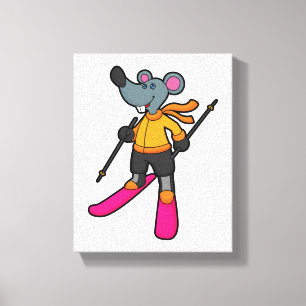 Toile Souris comme skieur avec ski