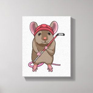 Toile Souris de hockey sur glace avec bâton de hockey su