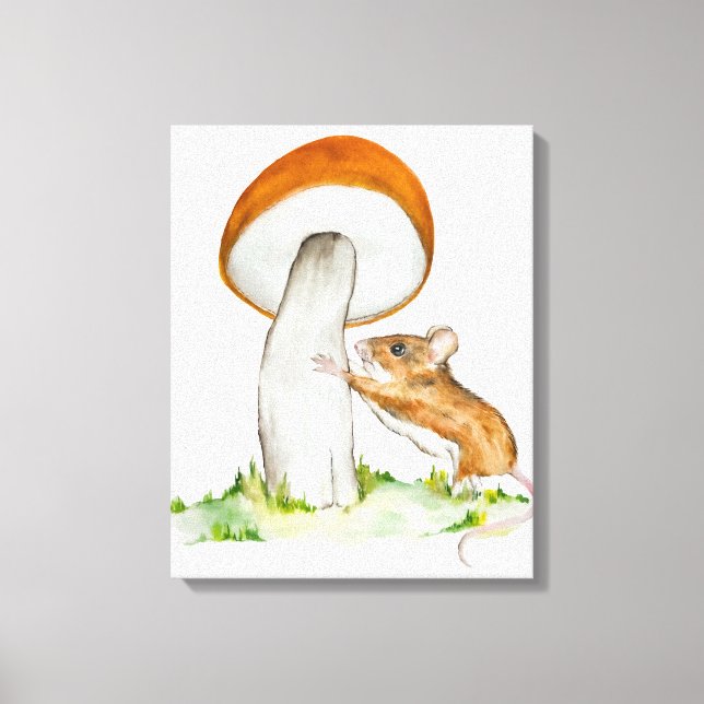 Toile Souris drôle avec champignon sauvage (Recto)