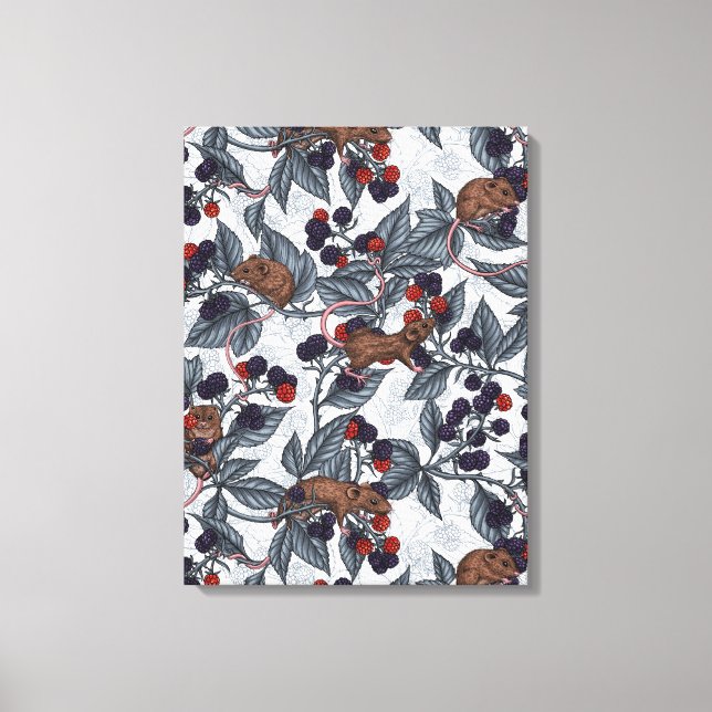 Toile Souris et mûres sur fond blanc (Recto)