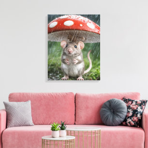 Toile Souris Sous Un Champignon À Pointe Polka