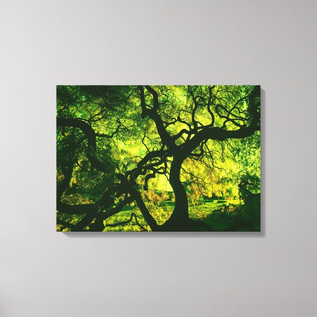 Toile Sous l'arbre en vert et jaune (Recto)