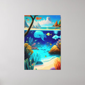 Toile Sous l'eau, Vie marine, Poisson Décor Mur Océan