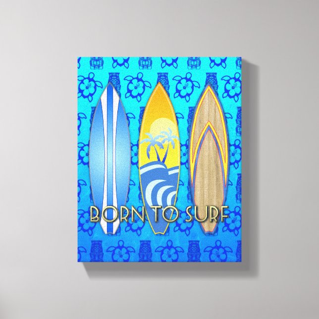 Toile Soutenu pour surfer Tiki bleu (Recto)