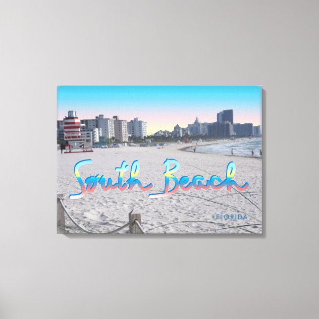 Toile South Beach Miami, Floride City View (Recto)