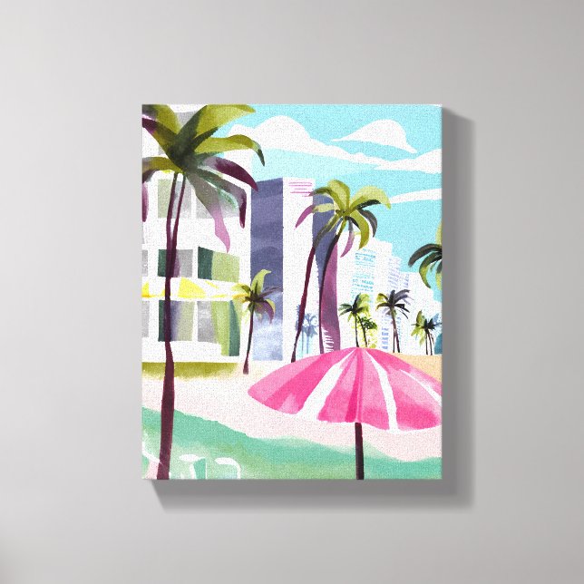 Toile South Beach Shore | Aquarelle Miami Floride (Recto)