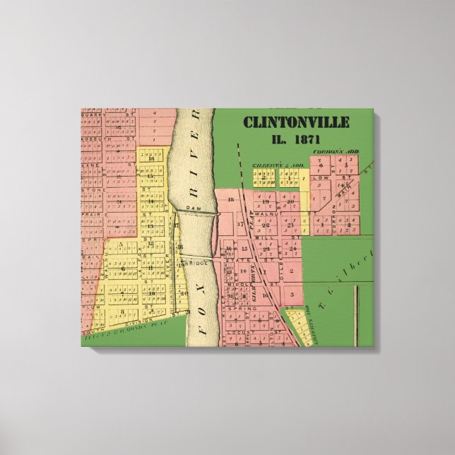 Toile South Elgin Illinois Clintonville Carte Art 1871 (Recto)
