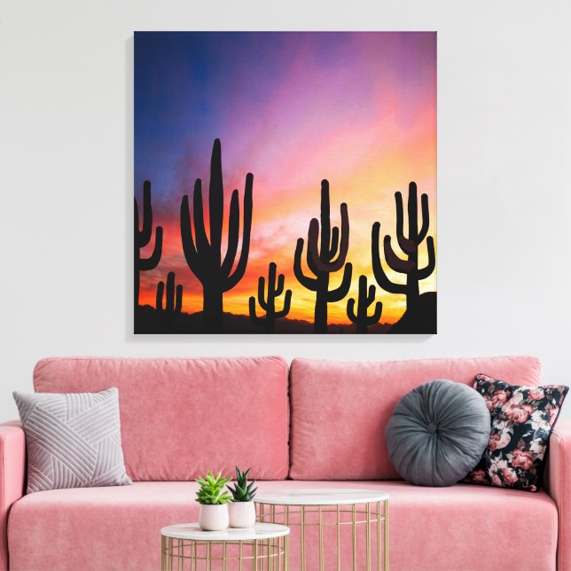 Toile Southwestern Desert Landscape Cactus Sunrise Image (Insitu(Salon))