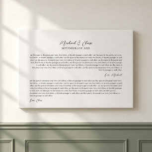 Toile Souvenir de Voeux de Mariage Personnalisés