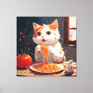 Toile Spaghetti mangeur de chat